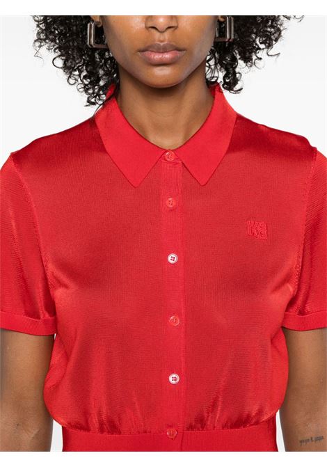 Top stile polo con ricamo logo in rosso Alexander wang - donna ALEXANDER WANG | 4KC1253077629